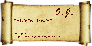 Orián Jenő névjegykártya